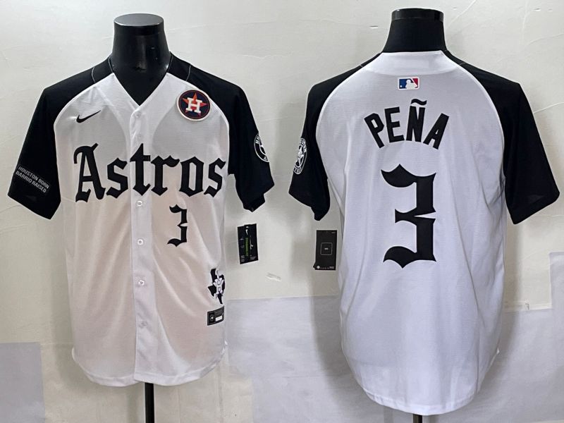 Men 2025 Houston Astros #3 Pena white black Five generations Joint Name Nike MLB Jersey style 8->chicago white sox->MLB Jersey